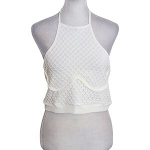 Fashion Nova White Crop Top NWT Size Large Halter Neck Crop Top